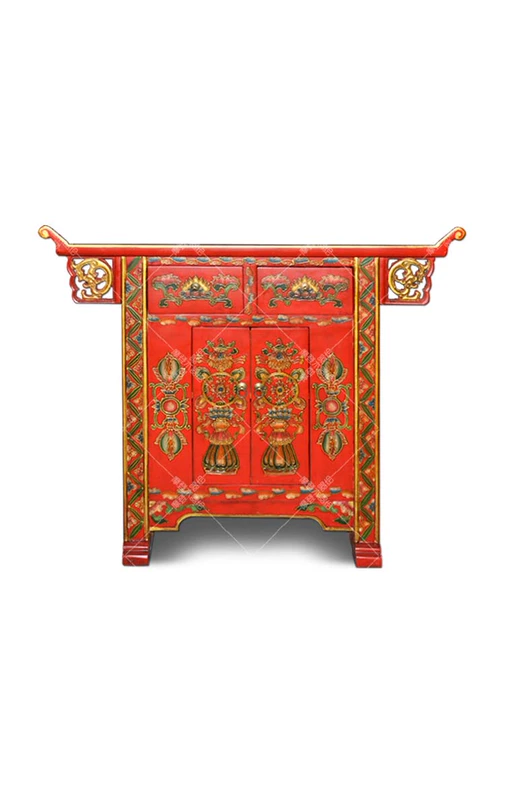 Tủ hiên cổ sơn tĩnh điện, kiểu Tây Tạng để bàn, tủ hông, tủ nghiêng, tủ hội trường, tủ gia đình, đồ gỗ nội thất gỗ nguyên khối Trung Quốc - Buồng