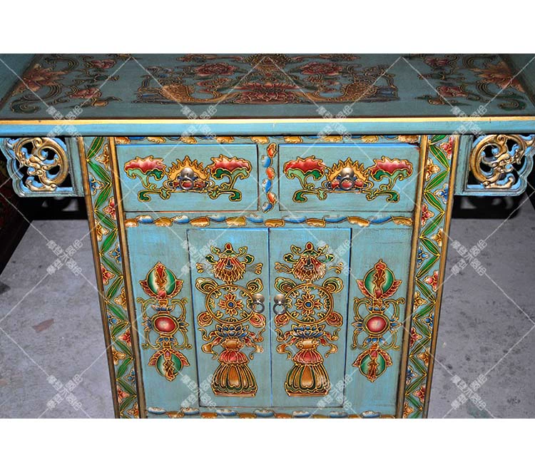 Tủ hiên cổ sơn tĩnh điện, kiểu Tây Tạng để bàn, tủ hông, tủ nghiêng, tủ hội trường, tủ gia đình, đồ gỗ nội thất gỗ nguyên khối Trung Quốc - Buồng