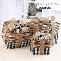 Christmas Decorations Vine Iron Art Luminous Pile Head Gift Box Three Sets Mall Hotel Shop Window Hem Gift Box