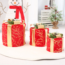 Christmas Decorations Big Red Pine Nuts Christmas Gift Boxes Three Sets Window Decoration Items Scene Pendulum Gift Boxes
