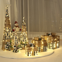 Christmas Gift Boxes Holiday Decorations Gift Boxes Christmas Tree Scene Heaps of Luminous Gift Boxes Iron Art Three Sets