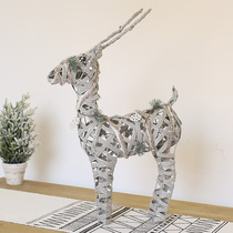 Christmas Decorations Hotel Scene Placement Iron Art Styling Reindeer Swing Piece Mall Christmas Tree Luminous Deer Pull Caravan