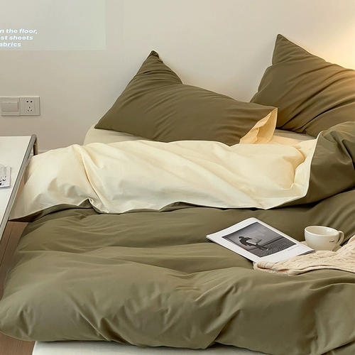 Кремовый хлопковый комплект, покрывало, увеличенная толщина, 4 предмета, простой и элегантный дизайн