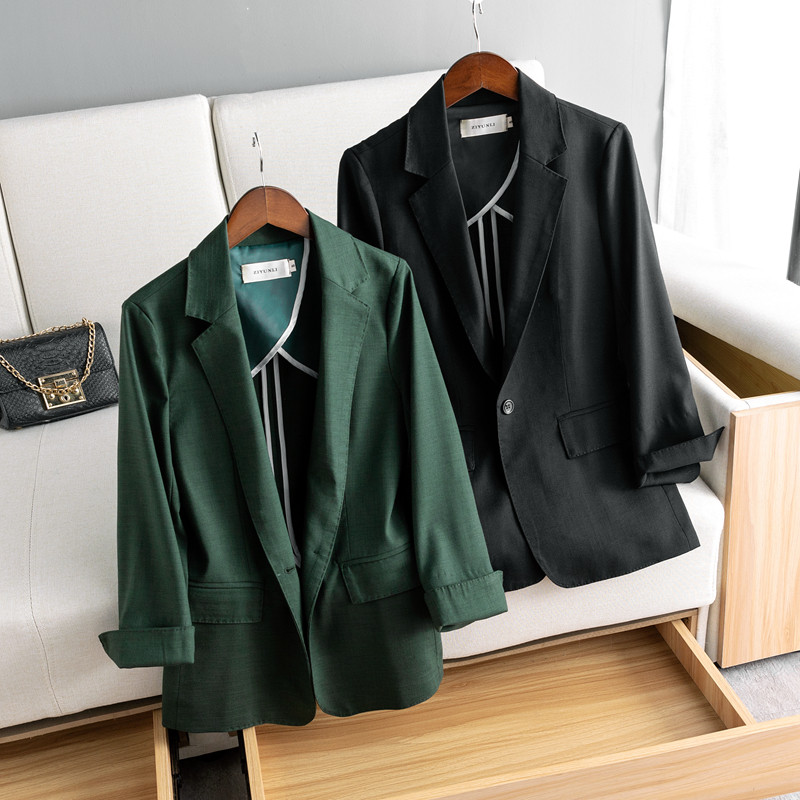 2020 fall new small suit woman casual 100 lap net red chic swarm with slim pure color retro Western suit jacket