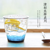 Japan imported Tsugaru craftsman handmade creative ice Hua Shui Hua gold leaf glass cup Teacup wine glass wooden box