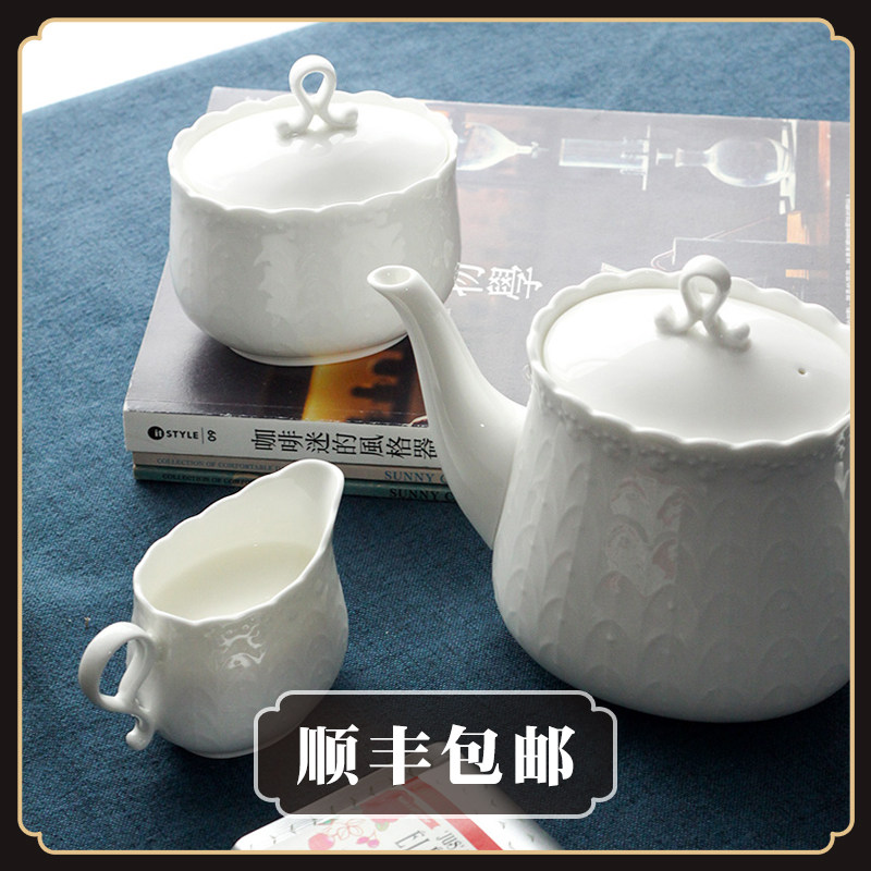 Spot Japanese import Narumi Minghai Milkywhite bone porcelain teapot milk can sugar can coffee cup set