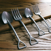 Spot Japan imported Qingfang Manufacturing stainless steel spoon fork Creative cute vintage frosted silver shovel