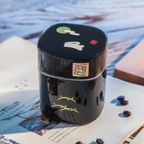 Spot Japan hakoya red black moon rabbit tea can Coffee can sealed ABS resin tea tube