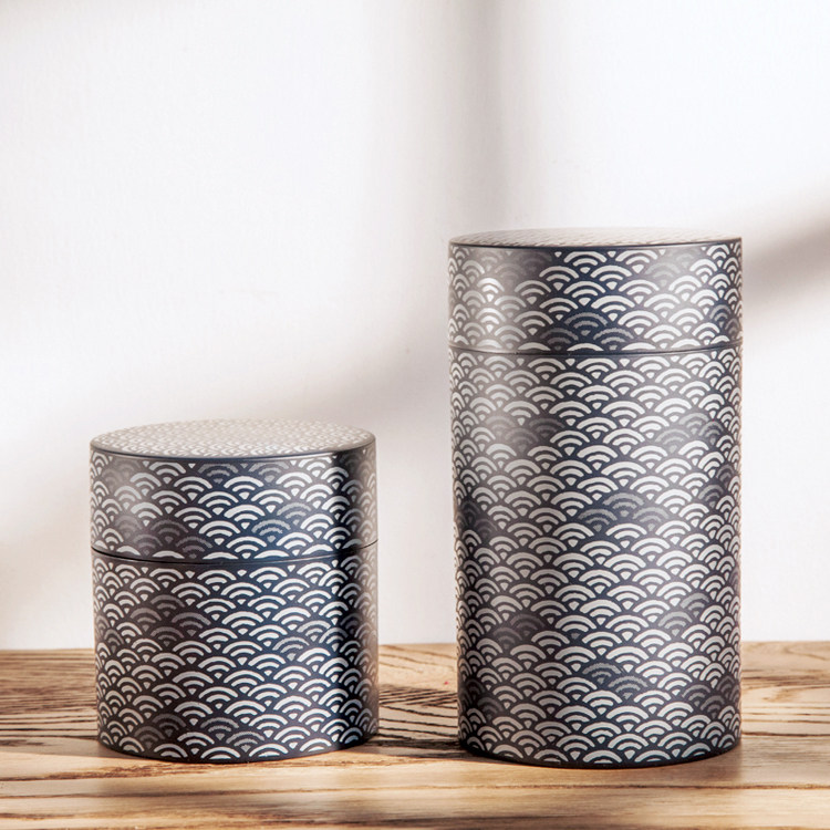 Japanese original HAKOYA big and small ABS resin Japanese home green sea wave sealed tea tube coffee can