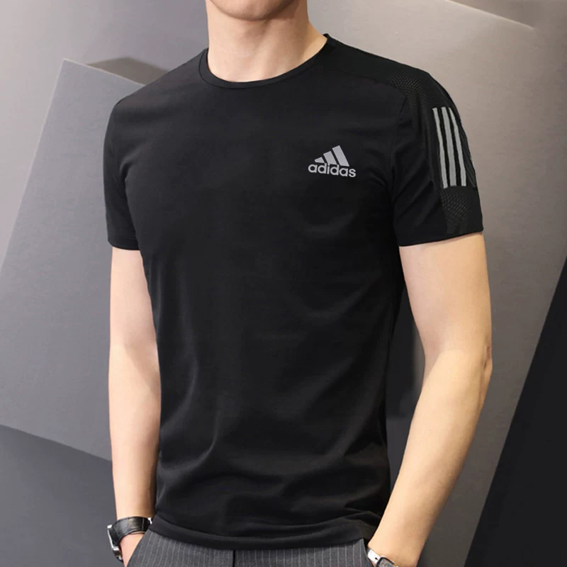 Футболка Adidas осенняя спортивная быстро сохнущая, с коротким рукавом, 2020