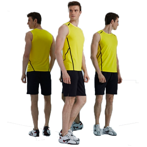Летний эластичный дышащий быстросохнущий желтый жилет для спортзала, в обтяжку, для бега