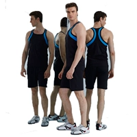 4394A-4695 Blue Strip Vest+Loak Shorts