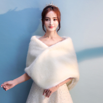  Bride autumn and winter wool shawl wedding dress wedding cloak jacket thickened warm large size cheongsam wool shawl female
