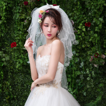  Wedding veil female bride short Korean simple veil headdress super fairy net red photo props forest veil white