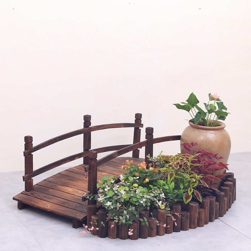 King-size garden decoration outdoor anti-corrosion wooden bridge carbonized wooden bridge Courtyard small wooden bridge Arch bridge Outdoor wooden bridge