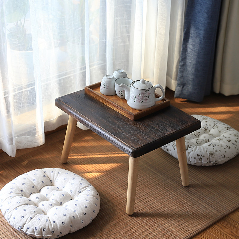 Day-style tatami rice tea table short table Nordic solid wood short table ancient wind meditation small tea table Home Kang Table Ground Table