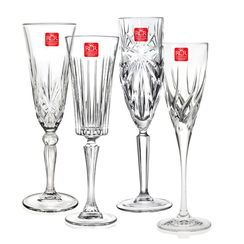 Buy 5 sent 1 Italy IMPORTED WATER CRYSTAL CUP RCR CHAMPAGNE CUP FOR HOME BUBBLE WINE GLASSES CREATIVE HIGH FOOT COCKTAIL GLASS