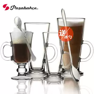 Turkey imported glass Pasabahce Pasha has handle coffee cup hot drink latte iced coffee lattes Irish