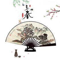 Cloth folding fan double-sided landscape painting 9 inch 10 inch 8 inch costume scholar fan dance men and women children retro wind cloth fan