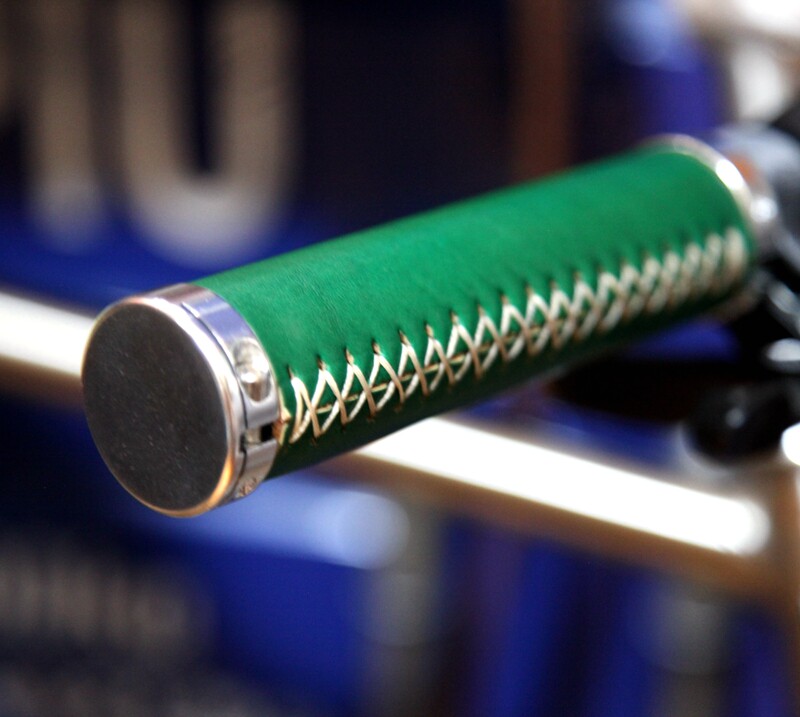 Single green first layer leather cloth Brompton bicycle handlebars retro handlebars custom 70-130mm