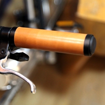 Single first layer leather cloth Brompton car retro handlebar cover hand stitched 70-130mm custom black lock ring