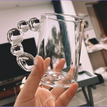 Glass candied haws handle mug milk coffee drinking cup girls cute high color value unique shape