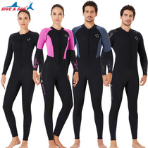 New female snorkeling suit mens 1 5MM one-piece thickened warm front chest zipper sunscreen long sleeve surf winter bathing suit