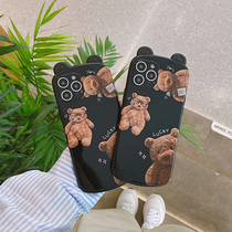 Apple 12 mobile phone shell bear new soft silicone Korean ins style iphone11pro female lens all-inclusive