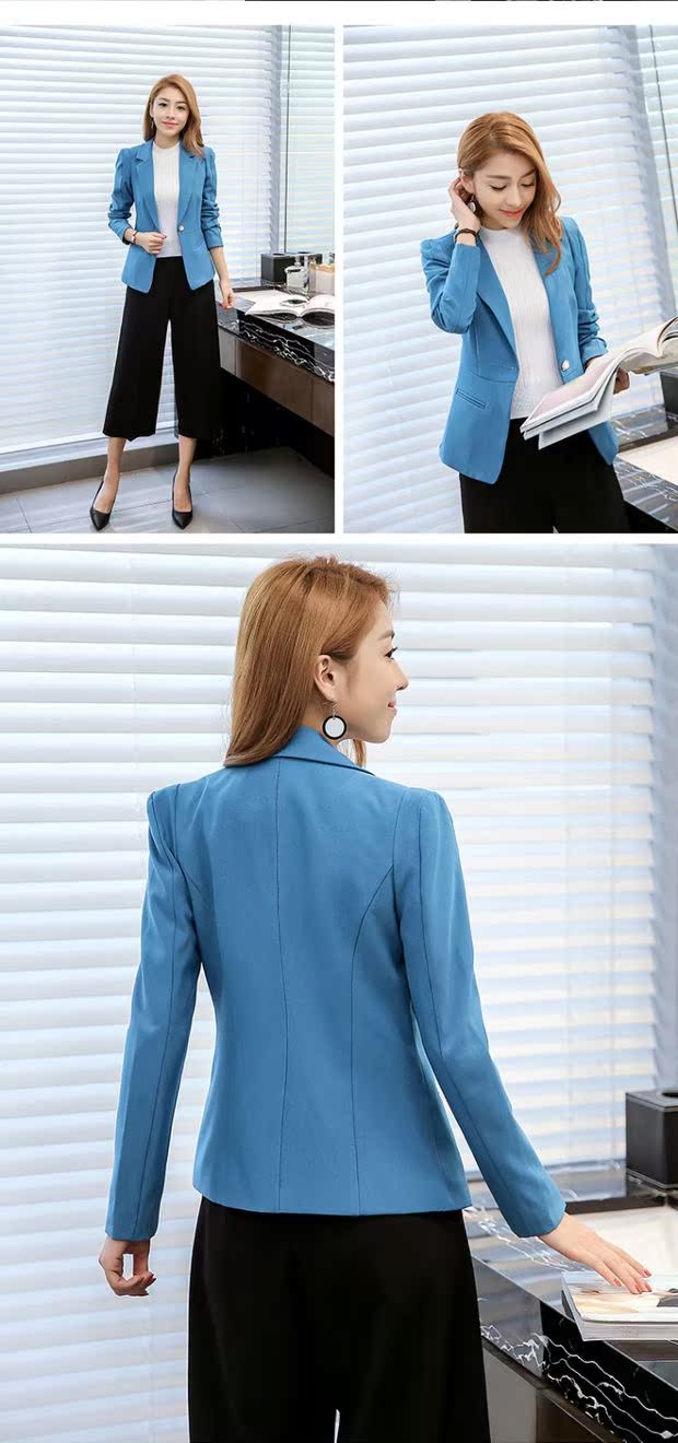Bộ đồ nhỏ nữ áo khoác hàn quốc 2018 mới thu đông mới ngắn tay dài mỏng tay áo sơ mi nữ giản dị bộ vest nữ công sở cao cấp