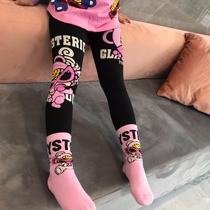 Girls  wild spring and summer wear leggings 2021 new childrens parent-child mother and daughter pure cotton thickened velvet pants in autumn and winter