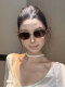 Old Money Style Retro Sunglasses for Women 2025 New High-End Metal Tea-Colored Sunglasses for Square and Round Faces with Uv Protection