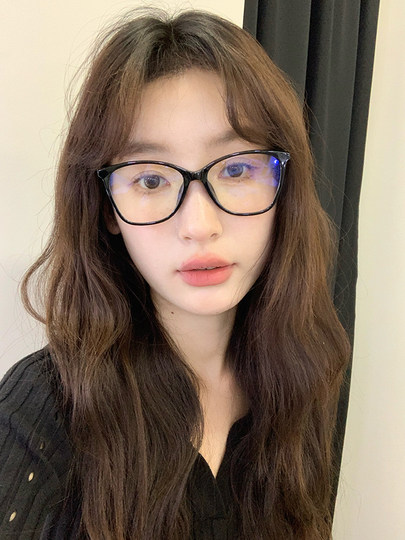 Black Frame Professional Anti-Blue Light and Anti-Radiation Glasses for Women, Eye Protection Plain Glasses, No-Makeup Essential, Can Be Fitted with Prescription Lenses