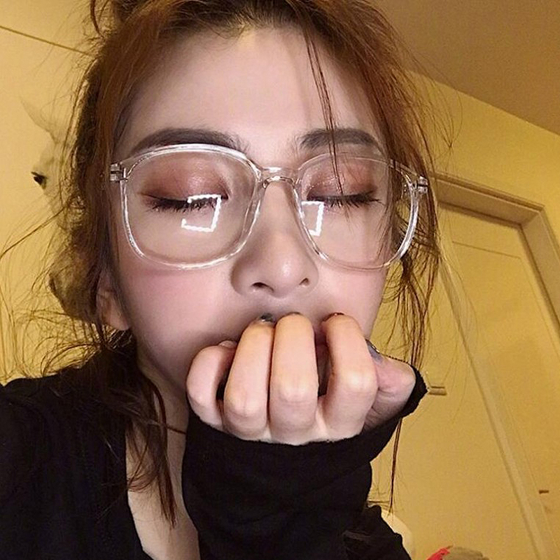 Transparent frame glasses female myopia anti-blue light anti-radiation computer glasses large face-thin anti-blue light myopia glasses