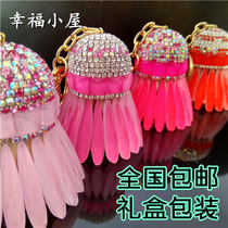 (Nationwide) handmade full crystal badminton racket jewelry diy pendant car pendant pendant keychain