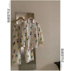 [Babestyle] Mickey Paradise~Seoul ins the blogger's lazy and comfort cotton and linen set pajamas ມ່ວນຂອງເດັກນ້ອຍ