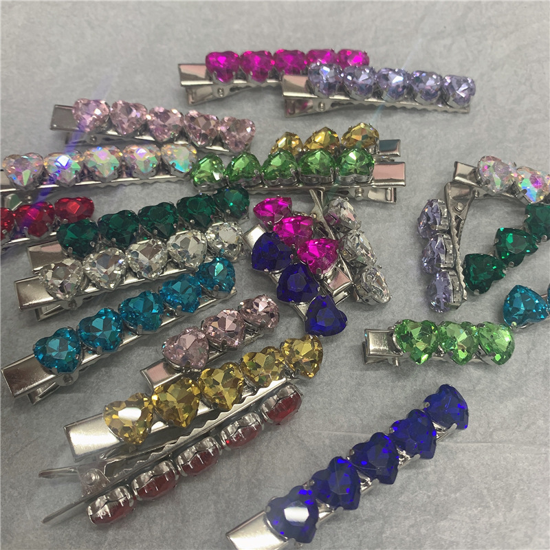 Retro Love Hair Clip Rhinestone Duckbill Clip Hair Accessories Set Design Futuristic Temperament Jewelry