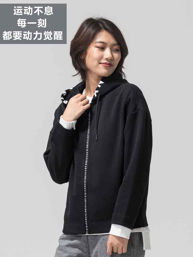 Li Ning Wei Yi Bà New Sports Thời trang Áo len dài tay Áo khoác thể thao trùm đầu - Thể thao lông cừu / jumper áo thun tay dài form rộng