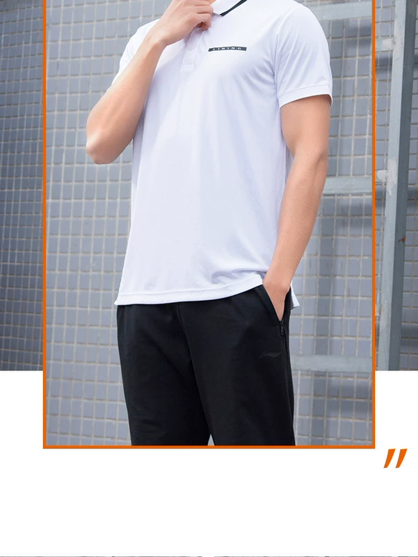 Li Ning ngắn tay áo polo nam 2018 mới đào tạo loạt thể thao ve áo mùa hè mỏng thể thao