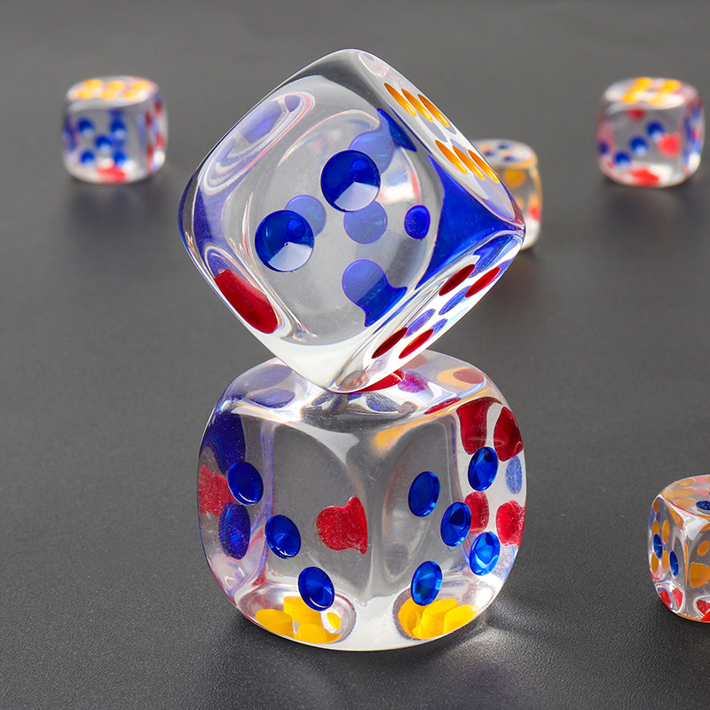 Dice large color toy ktv full transparent crystal color dot Acrylic dot sieve Dice Gu decompression dice