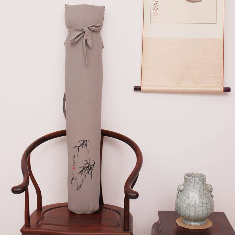 Guqin bag thickened Chinese style plum orchid bamboo lotus gray printed cotton and linen bag can carry ethnic organ cover