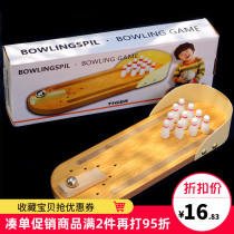 Creative toy table mini bowling table game parent-child interactive childrens board game wooden finger ball