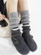 Jk Socks for Women, Autumn and Winter Style, Japanese School Style, Striped Slouch Socks, Mid-Calf Socks, Paired with Small Leather Shoes, Warm Boot Covers, Leg Warmers
