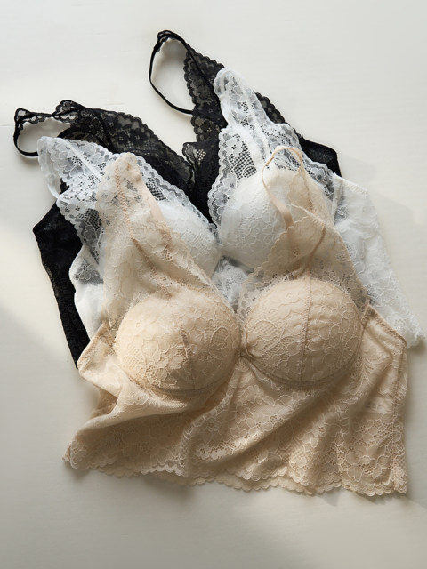 C.C.RED Heluyi 1321 bra French lace beautiful back tube top vest 2025 fashionable wire-free underwear