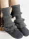 Brown socks piles of socks hollow lace women's winter warm knitted white calf covers sweet retro versatile boot covers