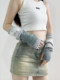 Gradient color hand sleeves girls fashion retro gray knitted warm versatile arm covers jk girls college style gloves