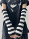 Lolita Striped Knitted Gloves for Women, Autumn and Winter Warm Woolen Arm Warmers, Japanese Style Hot Girl Subculture Arm Sleeves