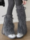 Plush leg covers subculture loose boot covers gray furry socks women's autumn and winter pile socks hot girl jk calf
