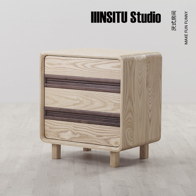 (Nasty Room) Sandwich Bucket Cabinet Solid Wood Retro Black Walnut Design of Nordic Modern Simple Original