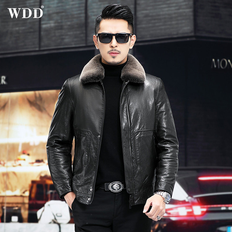 Real fur coat male short mink bile goat leather jacket repair tip and tip sable fur coat