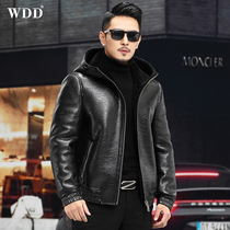 2021 new sheep-cut suede jacket mens short-and-cap locomotive composite genuine leather wool-integrated wool fur coat tide